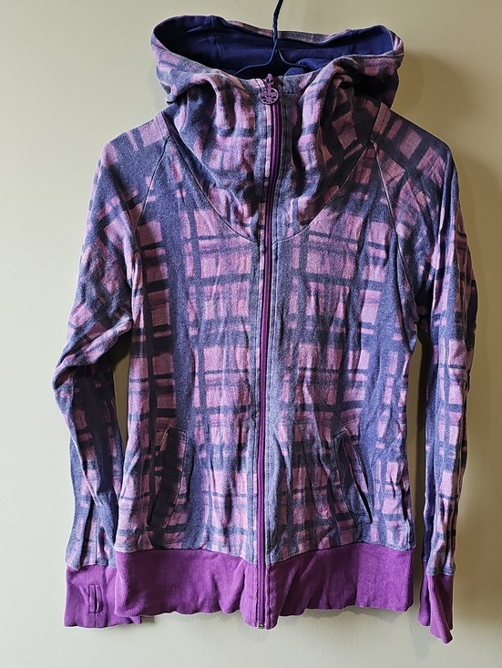 Bench Jackets & Blazers - Bench Large Purple & Pink Plaid Zip Hoodie Jacket